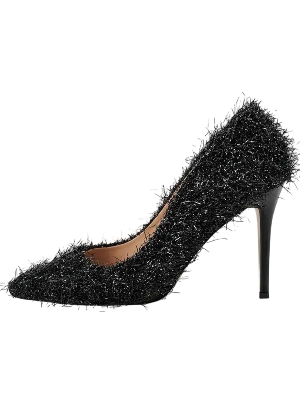 Shoes-NewBella Black &Gold 7.5 Pointed Toe Thin Heel Pumps, about 3 inches high